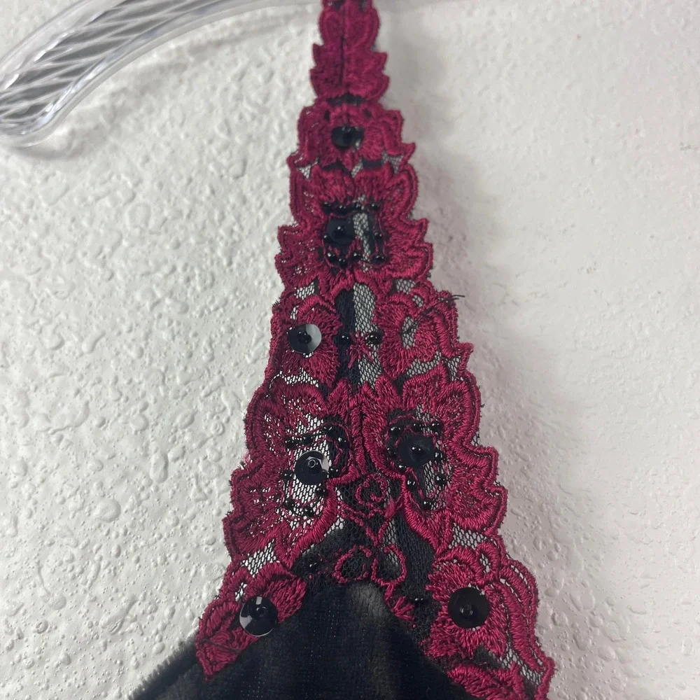 Gilligan & O'Malley Black Velvet Lace‎ Sequin Chemise Slip Dress Womens Large